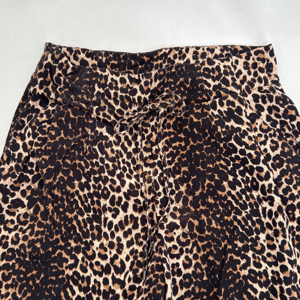 PAIGE Wide Leg Pants Womens 8 Leopard Print Drawstring Festival Indie Sleaze - Picture 2 of 11